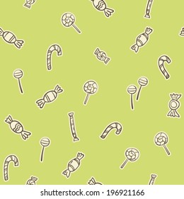 hand drawn doodle sketch candy, sweets, lollipop colorful seamless pattern