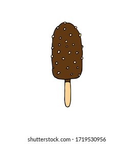 Hand drawn doodle sketch colored eskimo ice cream isolated on white background