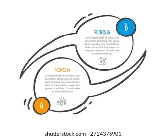 Dibujado a mano Doodle Sketch Concepto de comparación para la infografía Plantilla Anuncio con la burbuja de discurso Cuadro de discusión arriba y abajo con dos lista de puntos Vector de información