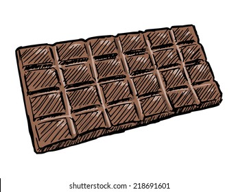 hand drawn, doodle, sketch illustration of bar of chocolate
