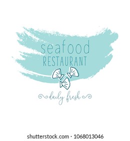 Hand Drawn Doodle Sketch Seafood illustration. Nautical background for seafood or fish restaurants, bars, markets or festivals. Vector template