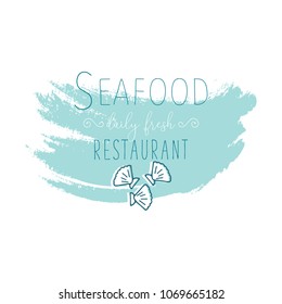 Hand Drawn Doodle Sketch Seafood illustration. Nautical background for seafood or fish restaurants, bars, markets or festivals. Vector template