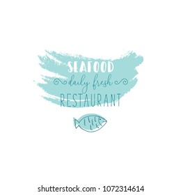Hand Drawn Doodle Sketch Seafood illustration. Nautical background for seafood or fish restaurants, bars, markets or festivals. Vector template