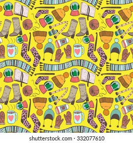 Hand drawn doodle sketch seamless pattern. Winter fashion vintage pattern for stationary, fabric, scrapbooking and wallpaper.