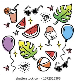Hand drawn doodle Sketch. Set of Party illustration.