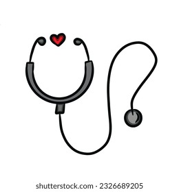 Hand drawn doodle sketch stethoscope isolated on white background