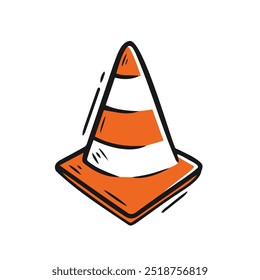 desenhado à mão, esboço de doodle ilustração estilo do cone de tráfego