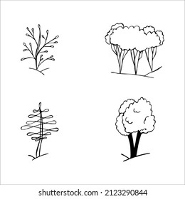 hand drawn doodle sketch trees
