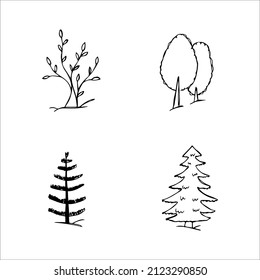 hand drawn doodle sketch trees
