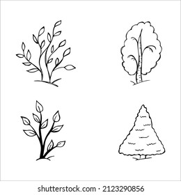 hand drawn doodle sketch trees