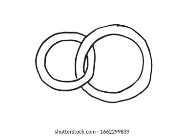 hand drawn doodle sketch of the two rings as a symbol of love.