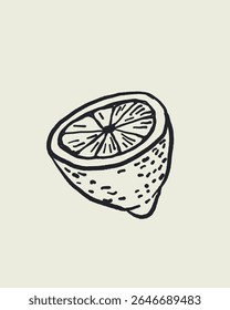 Vetor de esboço desenhado à mão de meio limão, frutas cítricas suculentas no estilo da dolce vita mediterrânea