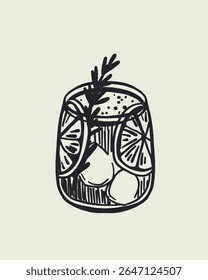 Vetor desenhado à mão doodle esboço conjunto com limões, coquetéis cítricos e garrafa de limoncello em estilo mediterrâneo vintage. Ilustração de comida e bebida de verão italiana, coleção dolce vita.