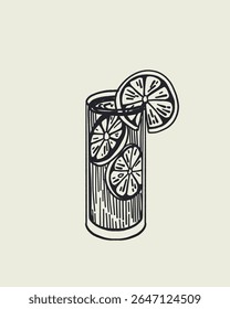 Vetor desenhado à mão doodle esboço conjunto com limões, coquetéis cítricos e garrafa de limoncello em estilo mediterrâneo vintage. Ilustração de comida e bebida de verão italiana, coleção dolce vita.