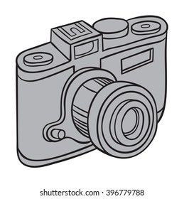 Hand drawn doodle sketched digital photo camera