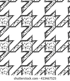 Hand drawn doodle sketchy houndstooth seamless pattern design, repeating vector background for all web and print purposes