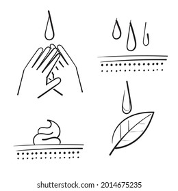 hand drawn doodle skin care cream and moisture gel icon illustration isolated
