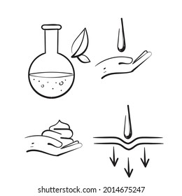 hand drawn doodle skin care cream and moisture gel icon illustration isolated