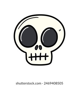 Hand drawn doodle skull isolated on white background. Halloween concept. Vector illustration.