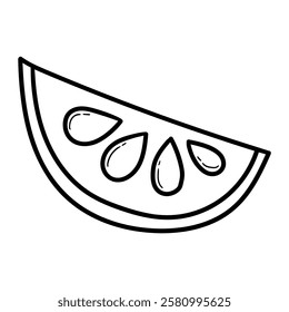 Hand drawn doodle slice of lemon isolated on white background. Vector illustration.