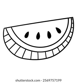Hand drawn doodle slice of watermelon isolated on white background. Vector illustration.