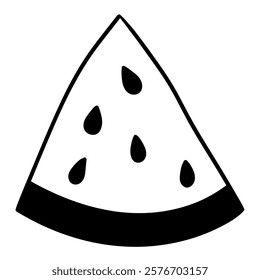 Hand drawn doodle slice of watermelon isolated on white background. Vector illustration.