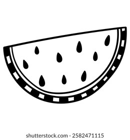 Hand drawn doodle slice of watermelon isolated on white background. Vector illustration.