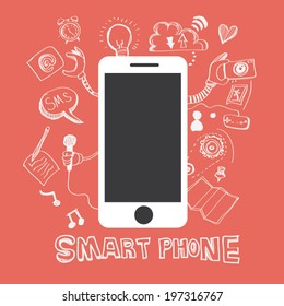 Hand drawn doodle  of smart phone, vector illustration