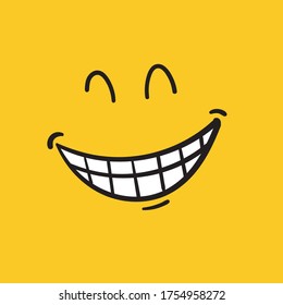 hand drawn doodle smile illustration cartoon art style vector