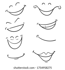 hand drawn doodle smile illustration cartoon art style vector