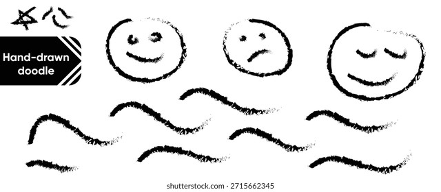 Desenho à mão rabiscar Smiley Face e preto Pintura Stock Vetor e ilustrador
