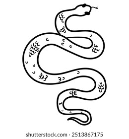 Hand drawn doodle snake isolated on white background. Vector illustration.