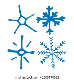 Hand drawn doodle snow flakes set. Vector illustration