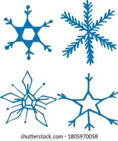 Hand drawn doodle snow flakes set. Vector illustration