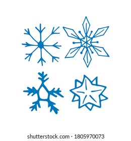 Se preparan copos de nieve con doodle dibujados a mano. Ilustración del vector