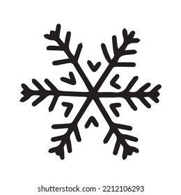 Hand drawn doodle snowflake illustration. Vector snowflake simple doodle