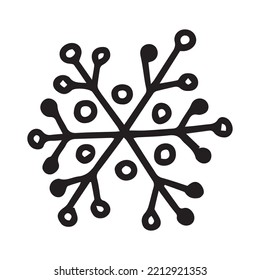 Hand drawn doodle snowflake illustration. Vector snowflake simple doodle