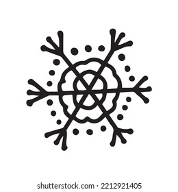 Ilustración de copos de nieve dibujados a mano. Doodle simple de copo de nieve vectorial