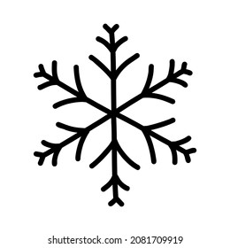 El copo de nieve dibujado a mano aislado sobre fondo blanco.