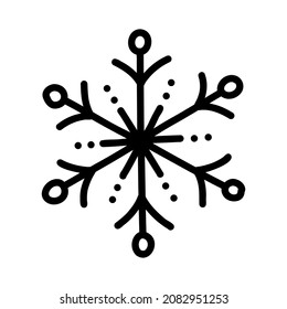 El copo de nieve dibujado a mano aislado sobre fondo blanco.