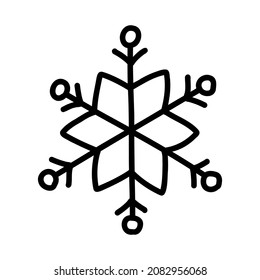 Hand drawn doodle snowflake isolated on white background.