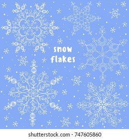 hand drawn doodle snowflakes