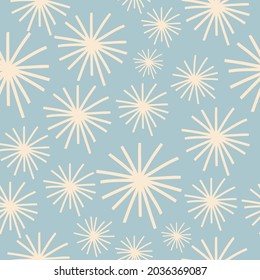 Hand drawn doodle snowflakes or firework . Trendy Vector illustrations. Seamles pattern. Background, wallpaper, wrapping paper templates