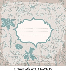 Hand drawn doodle soft color flowers background or template for invitation with space for text vector illustration
