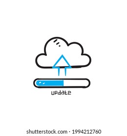 handgezeichnete Doodsoftware-Update-Vektorgrafik einzeln