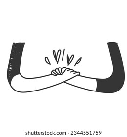 hand drawn doodle Soul brother handshake icon illustration cartoon