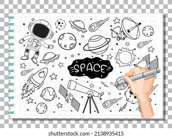 Hand drawn doodle of space icon illustration