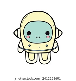 Hand drawn doodle of space robot isolated on white background. Vector illustration.