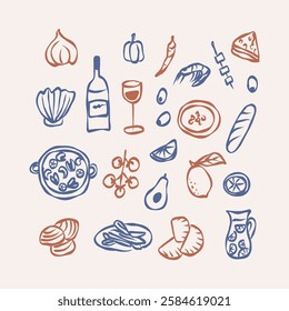 Hand drawn doodle Spanish food illustration