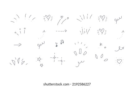 Hand Drawn Doodle Sparkle Set Vector Design Template